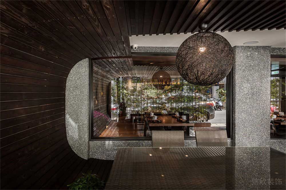 深圳寶安簡約風(fēng)中餐廳裝修設(shè)計案例室外休閑區(qū)