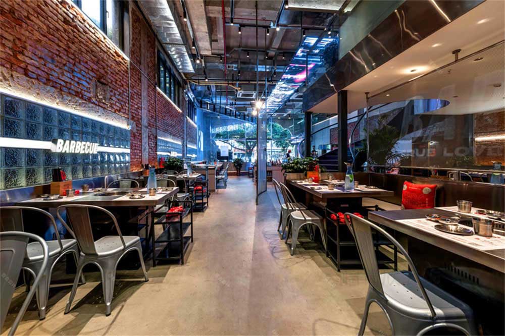 工業(yè)風(fēng)烤肉店餐飲裝修設(shè)計實(shí)景案例地面鋪設(shè) 工業(yè)風(fēng)烤肉店餐飲裝修設(shè)計實(shí)景案例地面鋪設(shè)