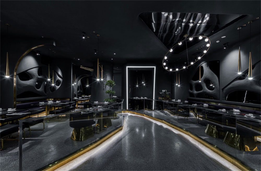 深圳鹽田后現代黑灰色系餐飲店裝修設計地面鋪貼 深圳鹽田后現代黑灰色系餐飲店裝修設計地面鋪貼