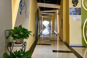 音樂教育機構大理石過道環形豹紋幾何造型天花鏤空設計圖