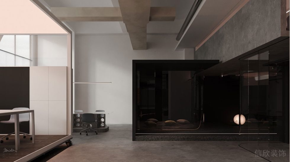 簡約工業(yè)風商務辦公空間過道空間設計裝修圖