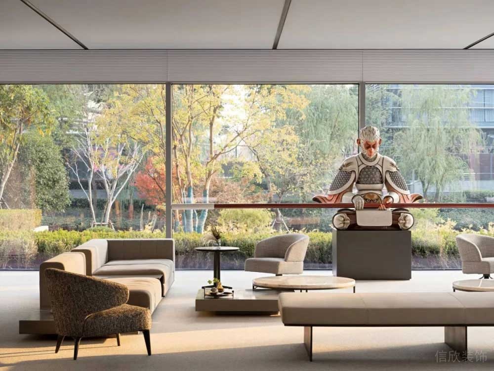 簡約新中式辦公空間會(huì)客接待區(qū)設(shè)計(jì)裝修圖