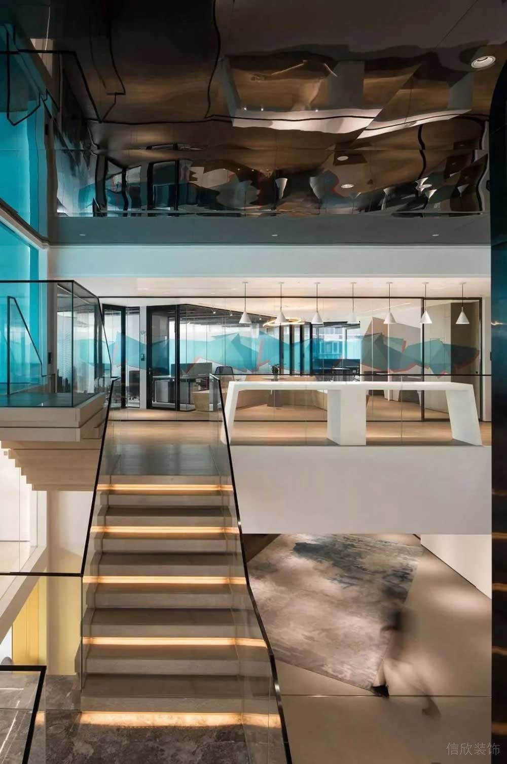 現代風格商務辦公空間樓梯廳設計案例裝修圖