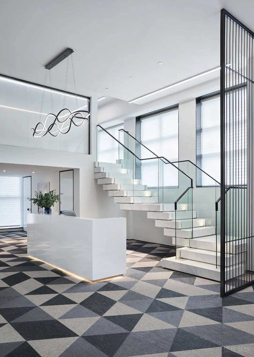 現代風格商務辦公空間前臺服務廳裝修圖