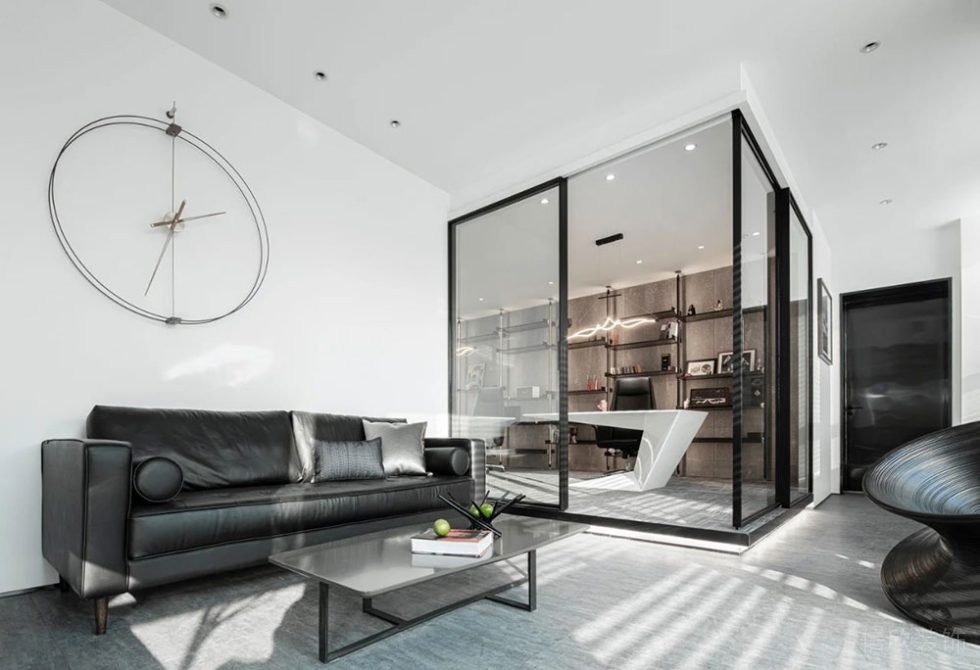 現(xiàn)代簡約風格商務(wù)辦公空間經(jīng)理辦公室接待區(qū)裝修圖