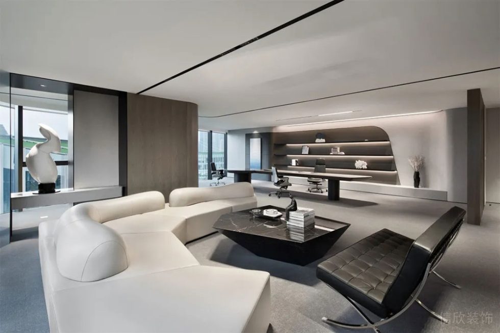 現(xiàn)代簡約風格商務(wù)辦公空間總裁辦公室裝修圖