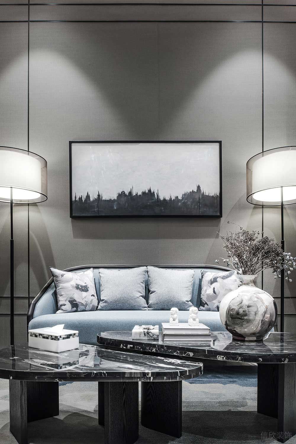 新中式風格商務辦公室接待區(qū)裝修圖