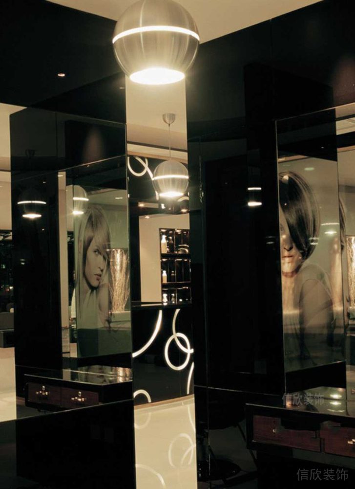 發廊設計鏡面光面黑色設計工作室裝修