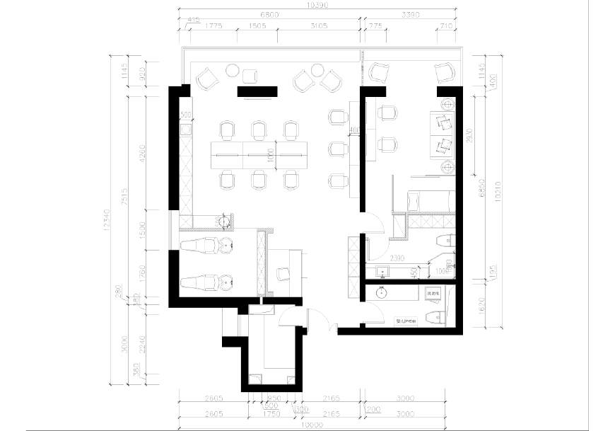 90平米北歐美發店裝修設計平面布置圖 90平米北歐美發店裝修設計平面布置圖