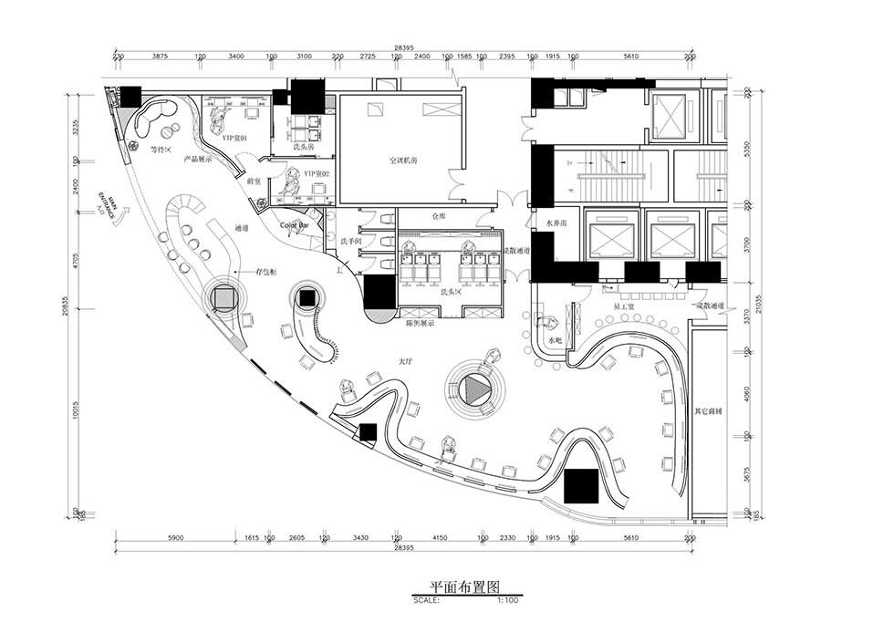 深圳龍華明星發(fā)廊裝修設計平面方案