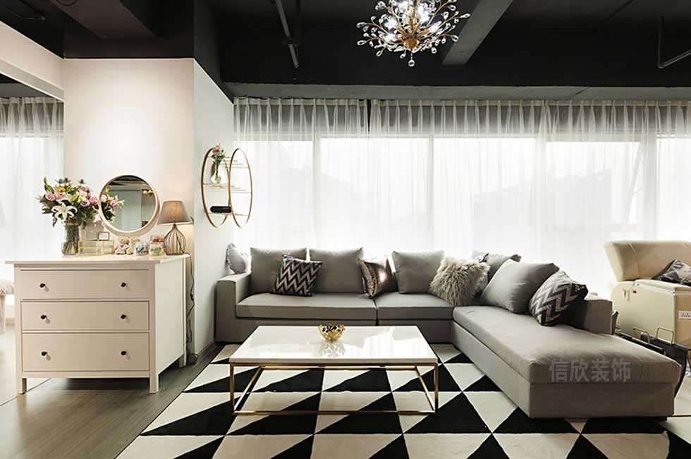 黑色時(shí)尚美容店沙發(fā)裝修設(shè)計(jì)