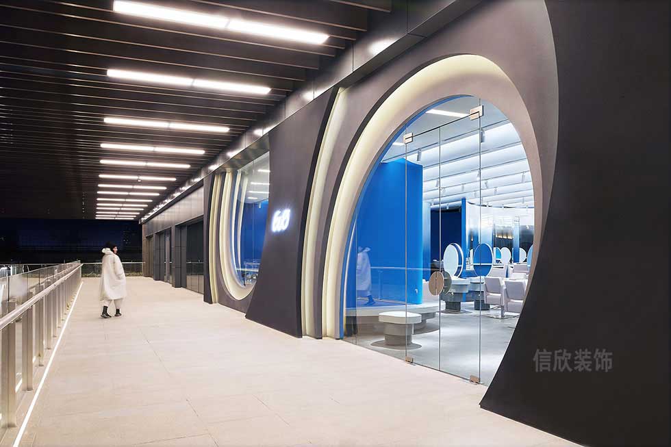 深圳福田藍色的美容美發(fā)店外立面裝修 深圳福田藍色的美容美發(fā)店外立面裝修