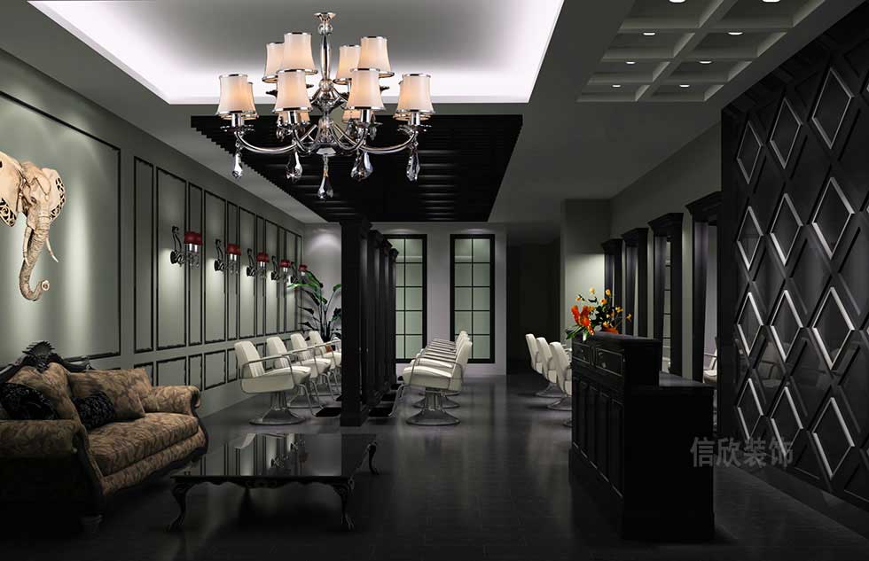 深圳剪藝理發店大廳裝修設計