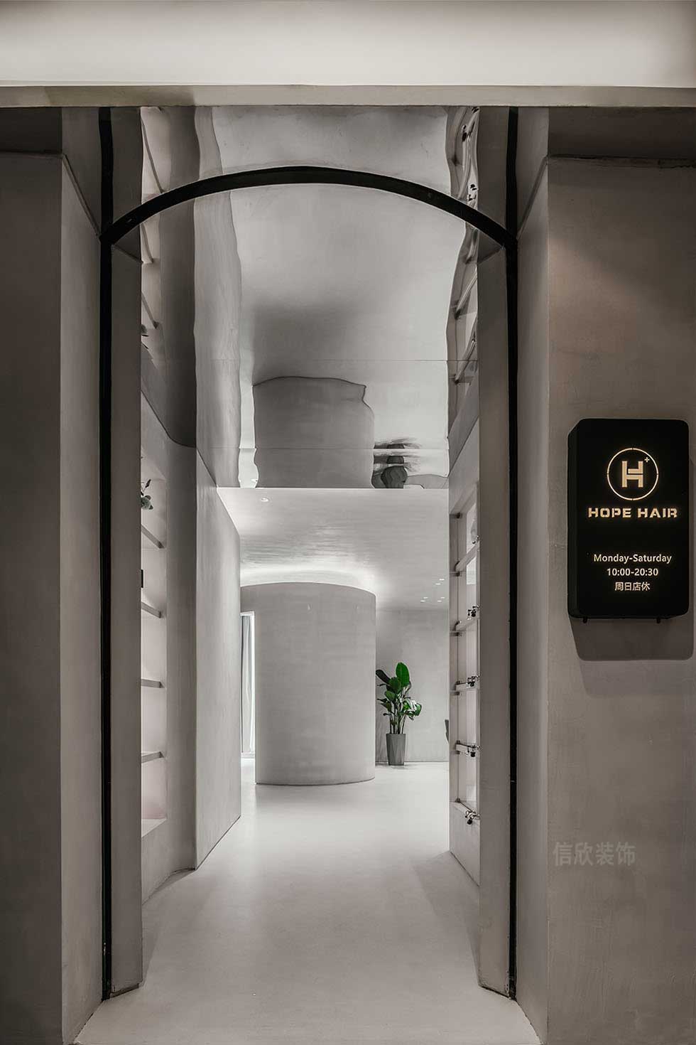 深圳龍崗工業(yè)風美發(fā)沙龍入戶裝修設計
