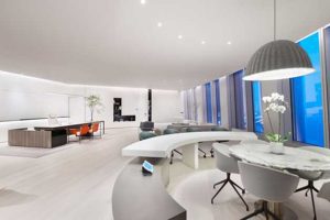 萬科濱海云中心極簡風格寫字樓裝修設計案例總經(jīng)理辦公室效果圖