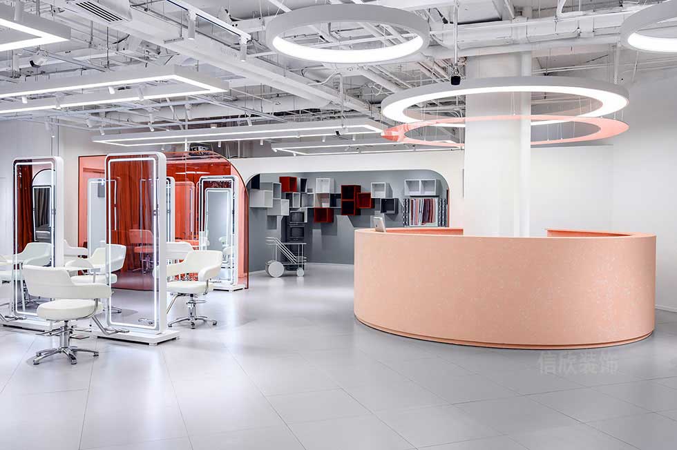 深圳羅湖400平方美發店裝修前臺施工案例 深圳羅湖400平方美發店裝修前臺施工案例