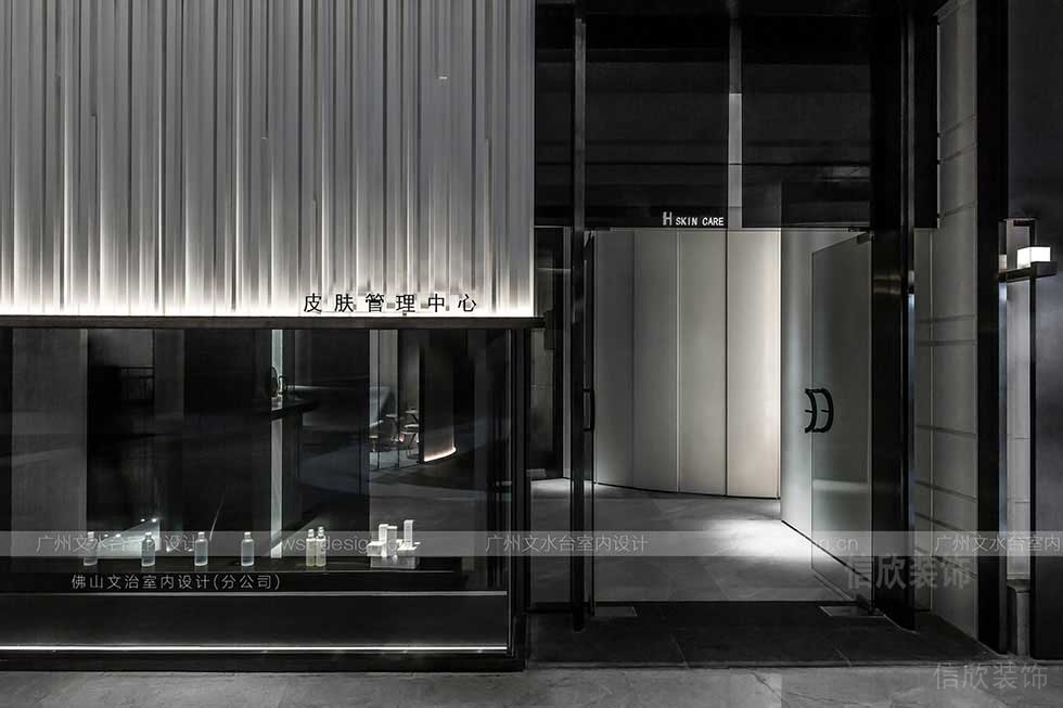 暗色皮膚管理中心美容機(jī)構(gòu)燈飾設(shè)計大理石效果圖過道裝修