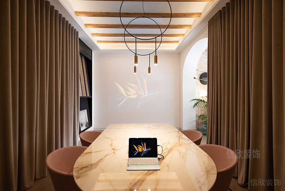 會議室?guī)缀窝b修大理石桌面裝修天花吊頂機構裝修輕奢風效果圖