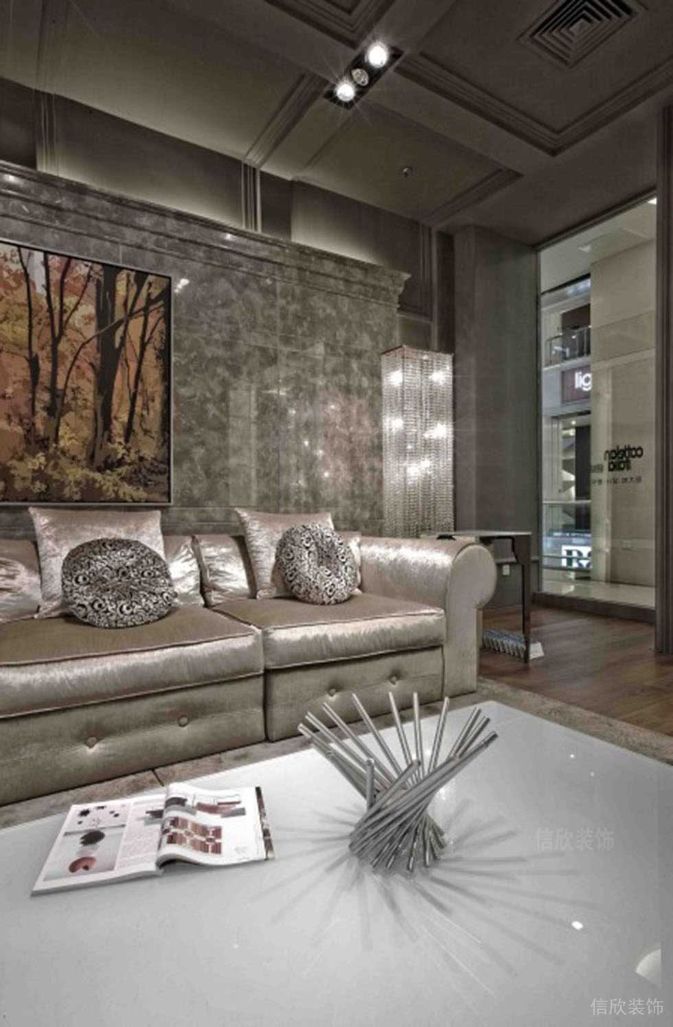 斷面灰調(diào)沙發(fā)裝修店鋪會員接待處效果圖店鋪設(shè)計(jì)