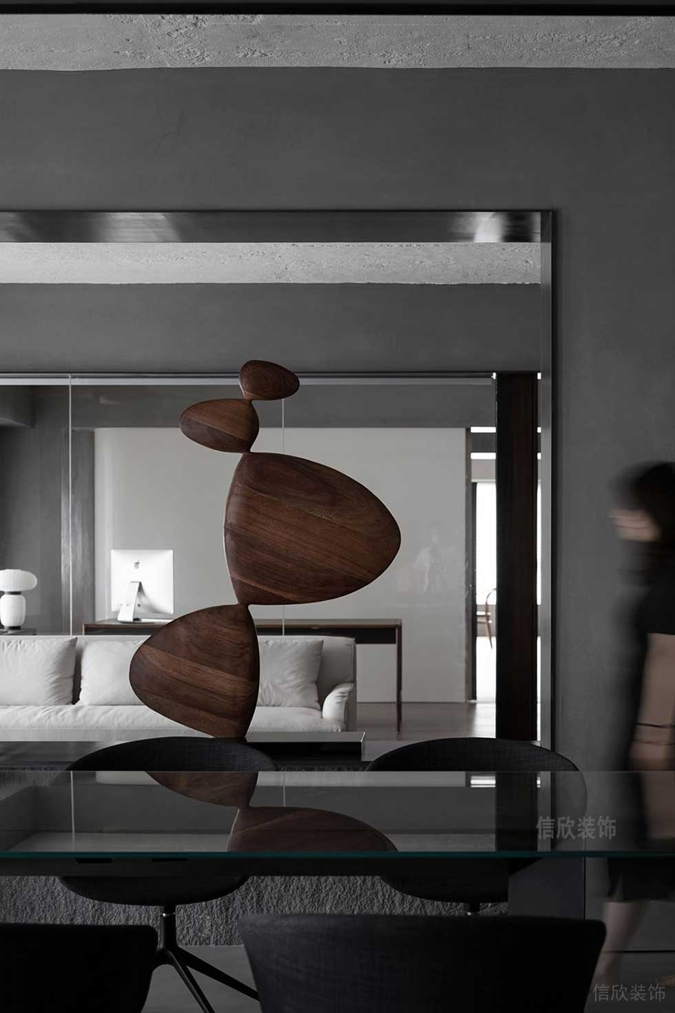 簡約風(fēng)格辦公室木飾面藝術(shù)雕塑設(shè)計圖