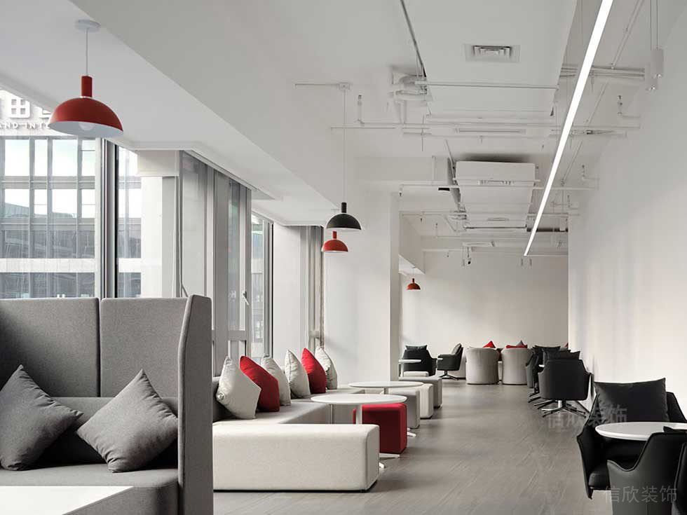 簡約風(fēng)格辦公室裝修案例走廊洽談區(qū)效果圖