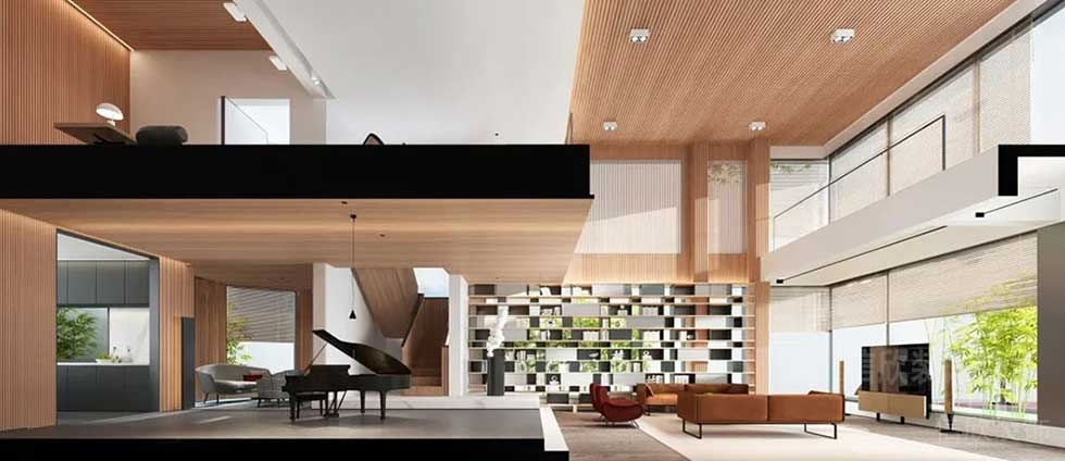 簡約風(fēng)格復(fù)式中空辦公室效果圖