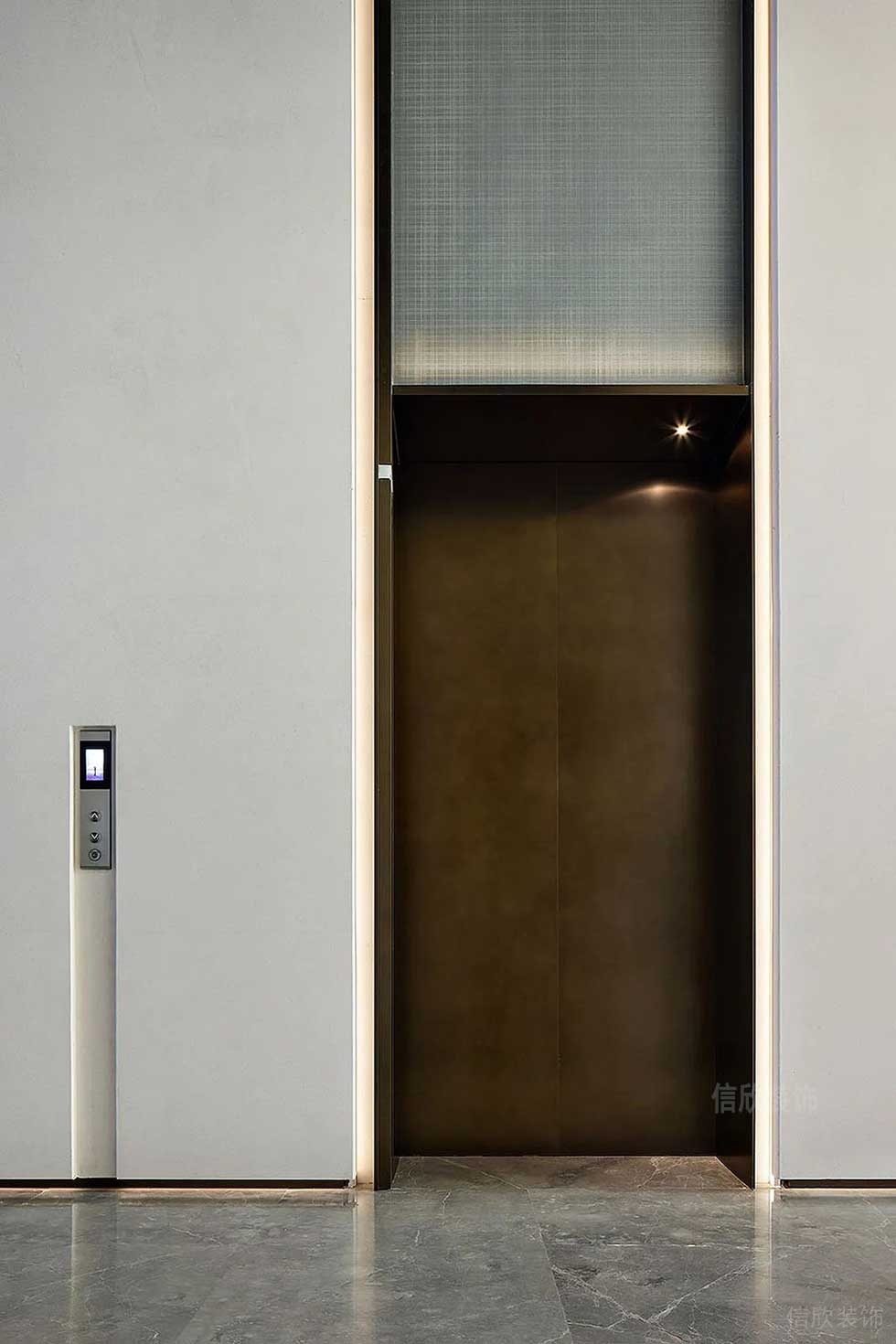 簡約風(fēng)格商務(wù)辦公空間電梯廳效果圖