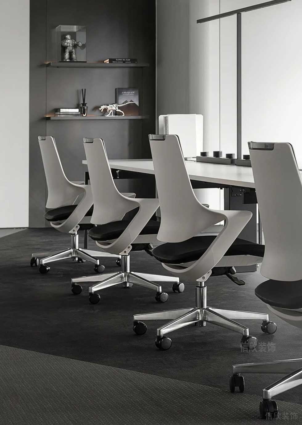簡約風(fēng)格公司白色辦公椅效果圖