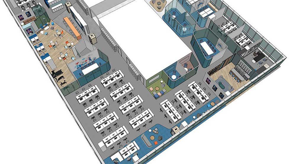 現(xiàn)代風(fēng)格辦公空間平面鳥瞰圖