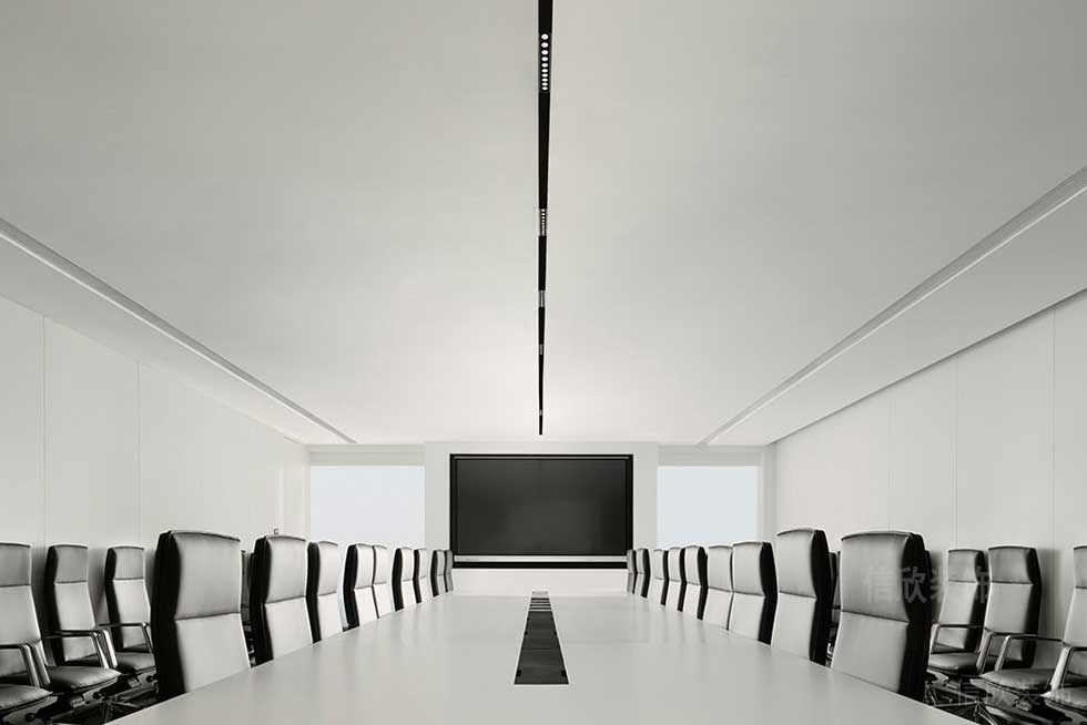 現(xiàn)代簡約風格辦公空間商務大型會議室效果圖