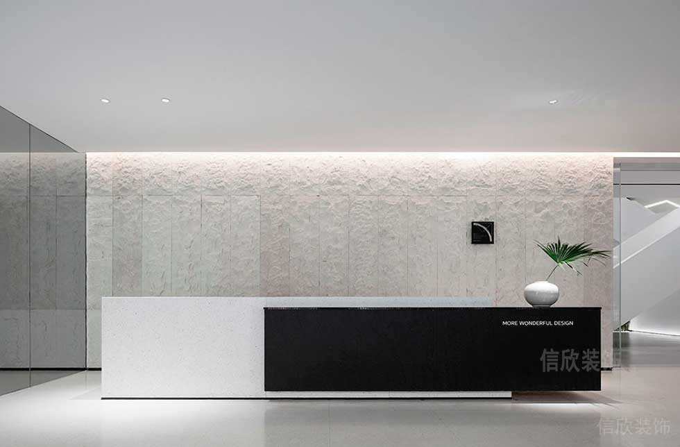 現(xiàn)代簡約風格企業(yè)辦公室大堂前臺效果圖
