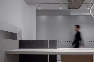 現(xiàn)代簡約風格寫字樓空間特色辦公臺設計圖