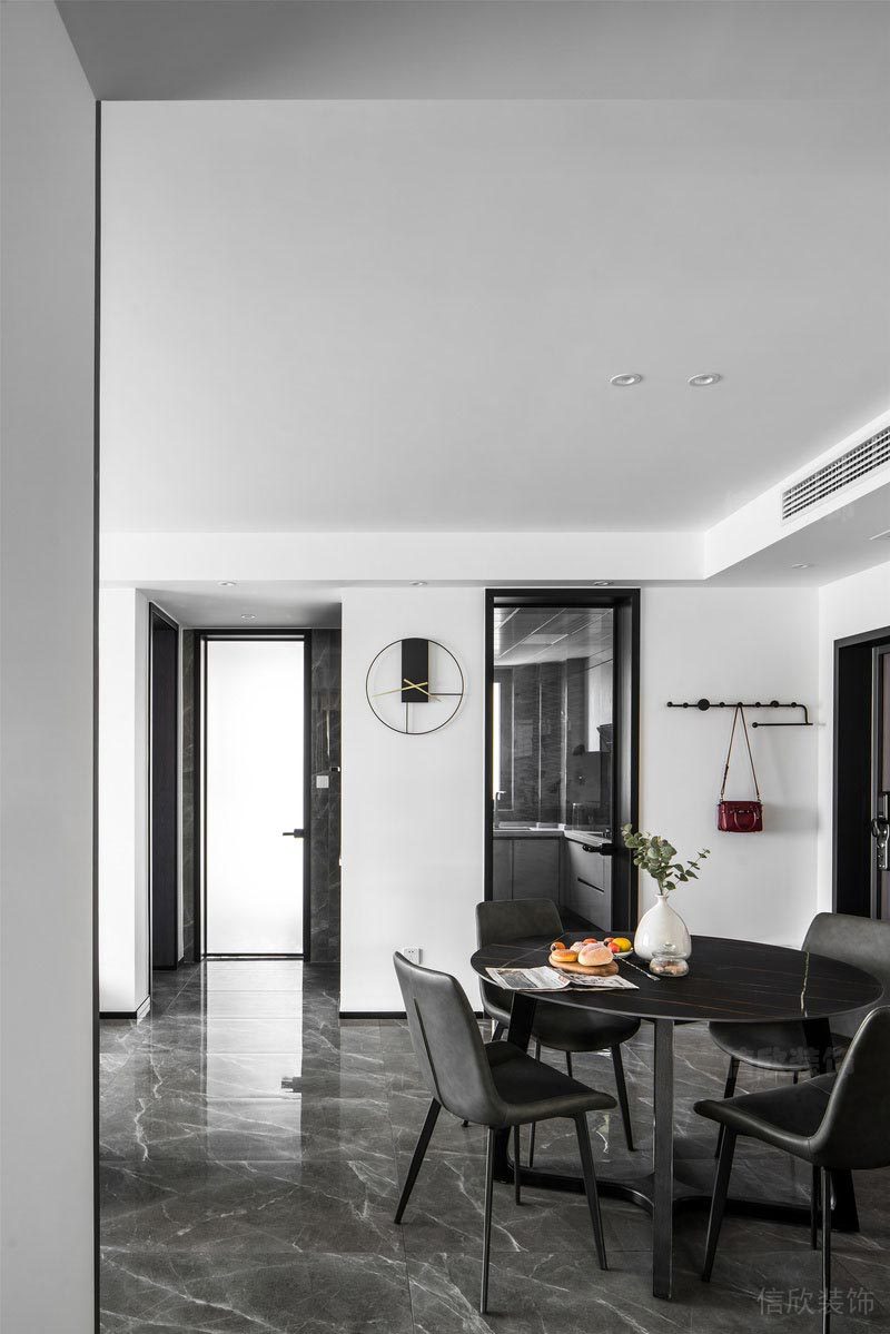 簡約風家裝灰色大理石現代過道就餐區域設計