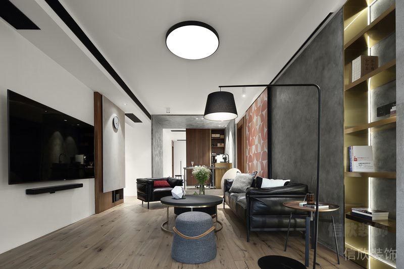 深圳龍華家庭新房全包裝修二層多功能廳高級(jí)灰軟裝