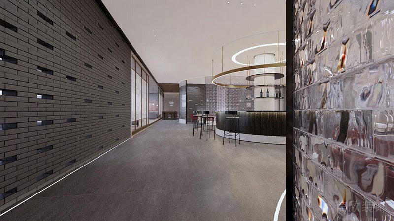 福田餐廳裝修私房菜設(shè)計(jì)效果圖玻璃磚隔斷