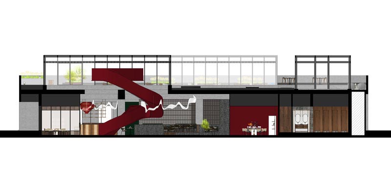 深圳龍華工業風餐廳裝修設計效果圖樓梯立面圖 深圳龍華工業風餐廳裝修設計效果圖樓梯立面圖