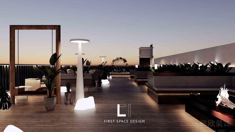 福田餐廳裝修私房菜設(shè)計(jì)效果圖室外露臺木飾面