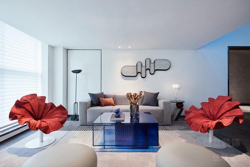 客廳裝修效果圖花卉沙發休息區裝修落地窗全屋定制效果圖