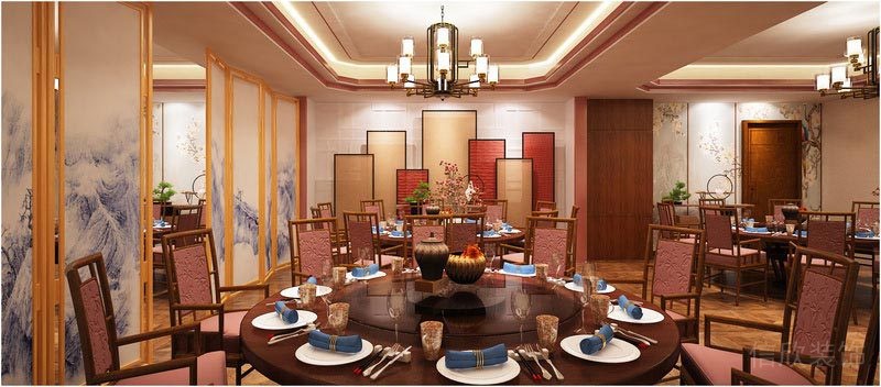 深圳寶安中式風格餐飲店裝修圖節日活動包間效果圖