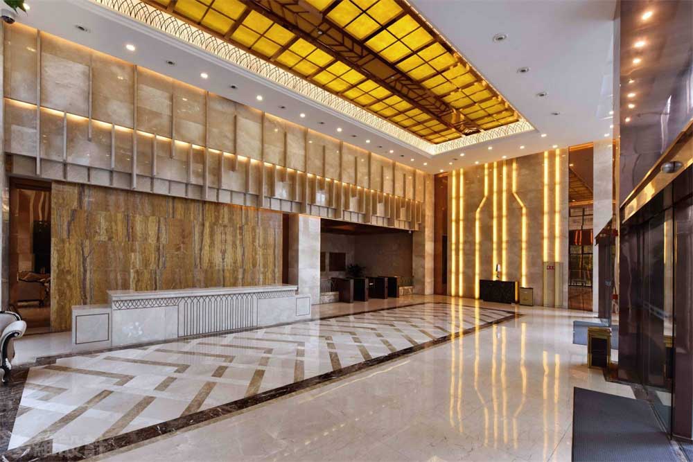 深圳寶安1000平方輕奢風(fēng)格公司大堂裝修接待大廳
