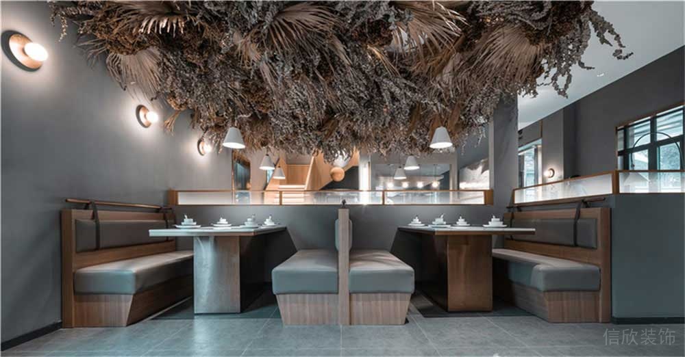 簡(jiǎn)約風(fēng)浙江特色菜連鎖餐廳深圳龍華店裝修設(shè)計(jì)卡座效果圖