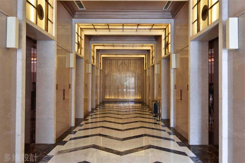 深圳寶安1000平方輕奢風(fēng)格公司大堂裝修電梯廳