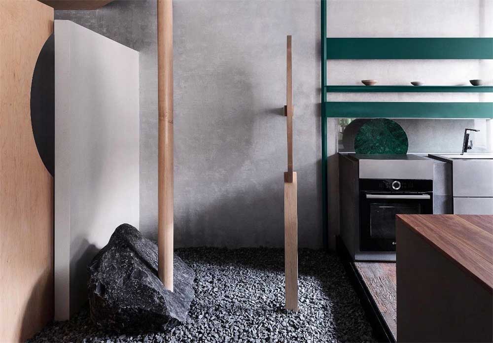 深圳市羅湖1600平原木風辦公室裝修設計吧臺區