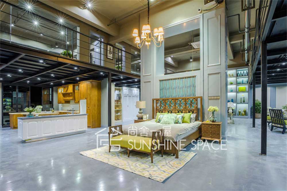 深圳南山簡歐風(fēng)格家具展廳裝修設(shè)計案例臥室家具陳列區(qū)