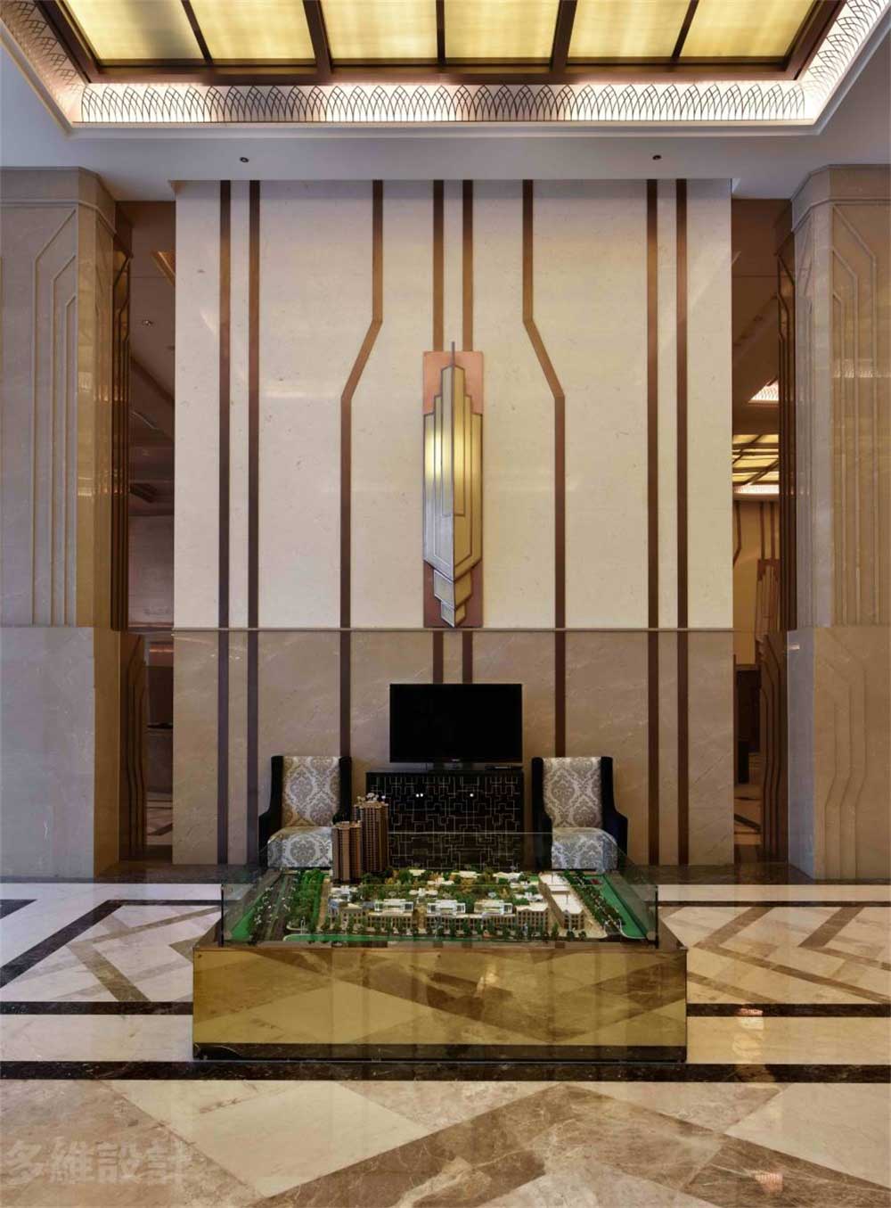 深圳寶安1000平方輕奢風(fēng)格公司大堂裝修展示區(qū)