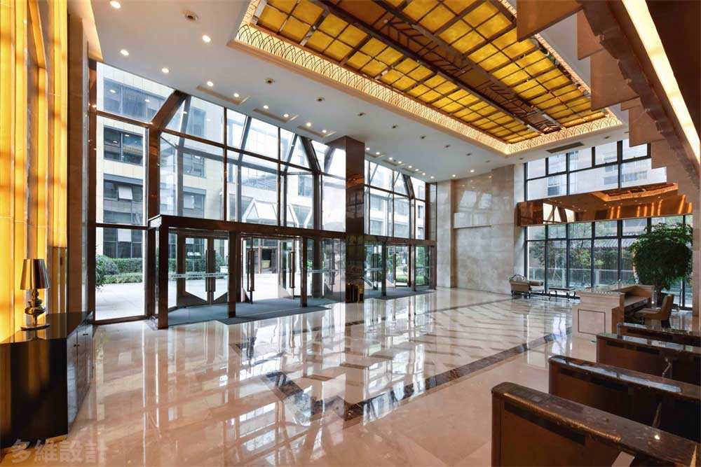 深圳寶安1000平方輕奢風(fēng)格公司大堂裝修燈光效果