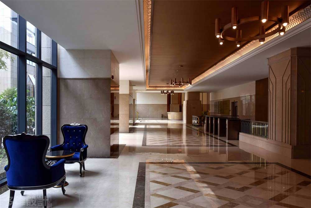 深圳寶安1000平方輕奢風(fēng)格公司大堂裝修過廊