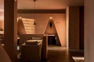 接待區(qū)皮質(zhì)沙發(fā)墻體造型設(shè)計(jì)效果圖