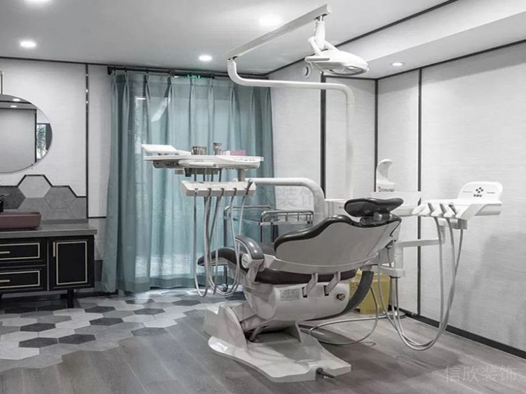 牙科診所休息區(qū)就診臺(tái)裝修科技簡(jiǎn)約白色效果