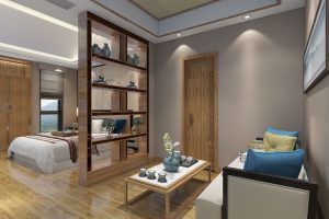 鏤空實(shí)木墻體效果圖茶水間休息區(qū)臥室休息區(qū)裝修